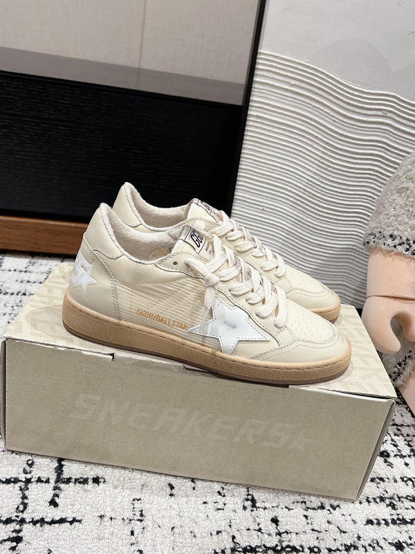 BALL STAR SNEAKERS BEIGE CALFSKIN WITH WHITE STAR