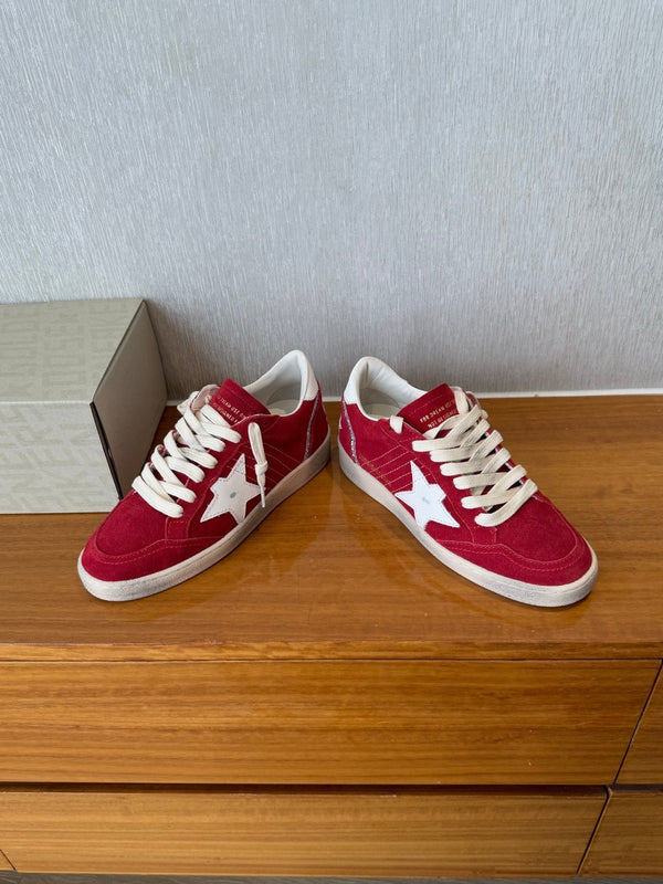 BALL STAR SNEAKERS WHITE STAR IN RED SUEDE AND CALFSKIN