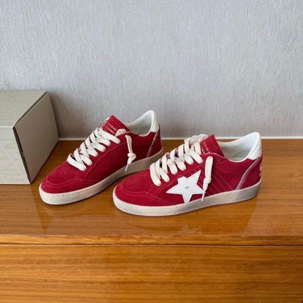 BALL STAR SNEAKERS WHITE STAR IN RED SUEDE AND CALFSKIN