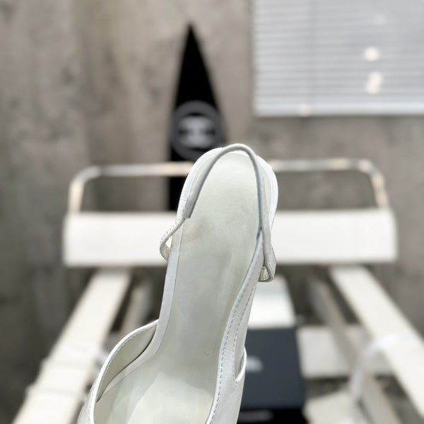 slingback 90 vitello bianco grosgrain nero