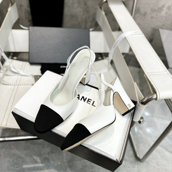 slingback 90 vitello bianco grosgrain nero