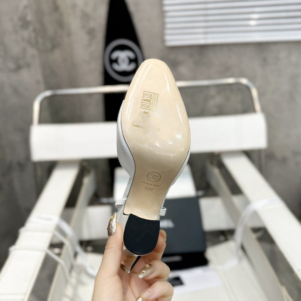 slingback 90 vitello bianco grosgrain nero