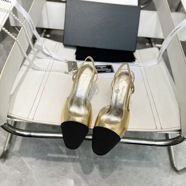 slingback 90 in pelle di agnello metallizzata oro