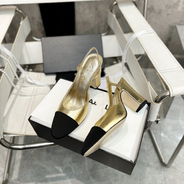 slingback 90 in pelle di agnello metallizzata oro