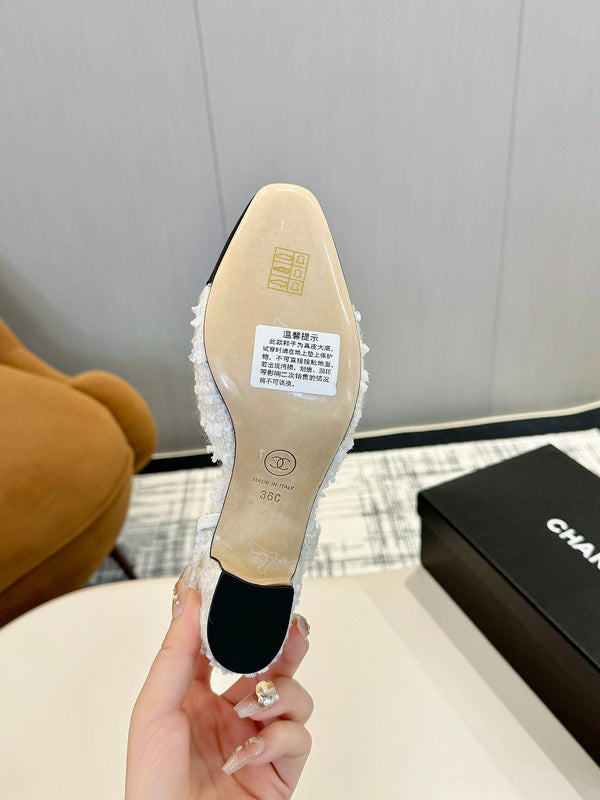 cc 25c slingback 65 white tweed black grosgrain 233613