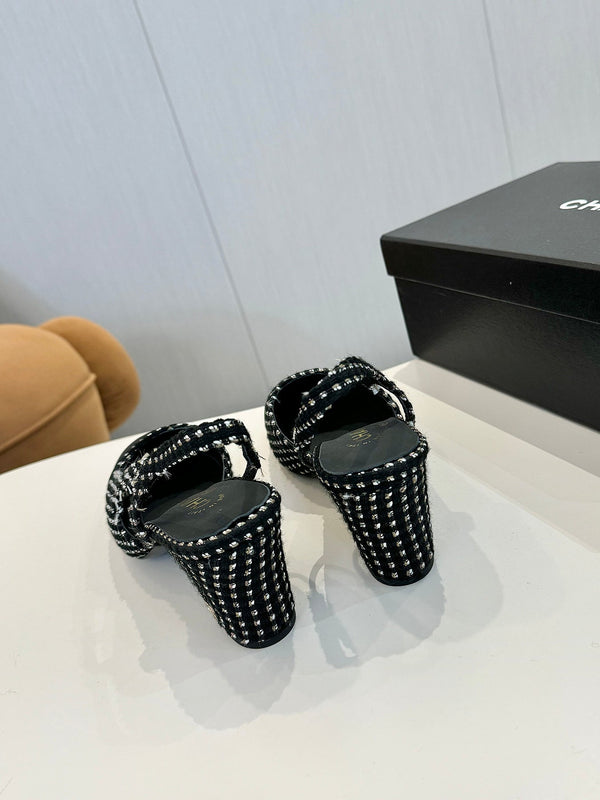 cc 25c slingback 65 black white tweed black grosgrain 233614