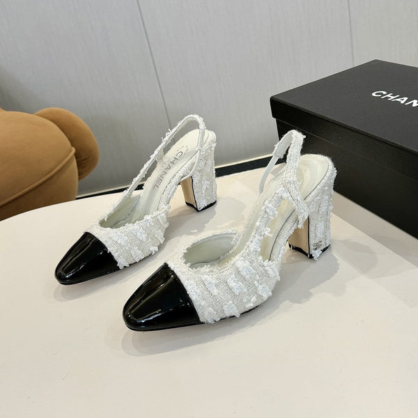 cc 25c slingback 90 white tweed black grosgrain 233618