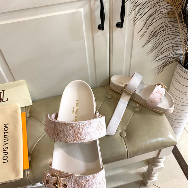 lv sandal mule bomdia pink monogram calfskin