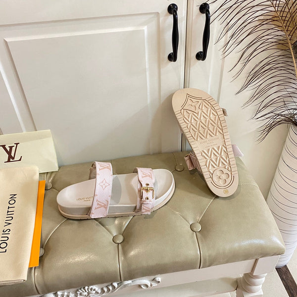 lv sandal mule bomdia pink monogram calfskin