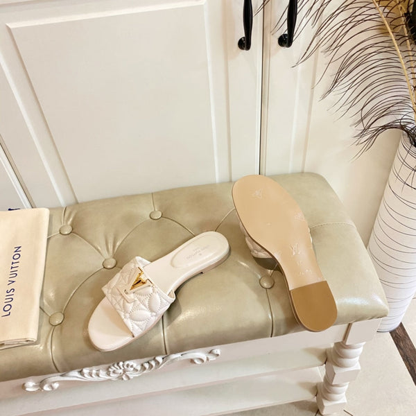 LV Neo Revival Flat Mule White Ivory Lambskin