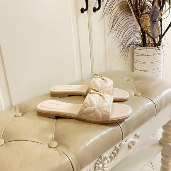 LV Neo Revival Flat Mule White Ivory Lambskin