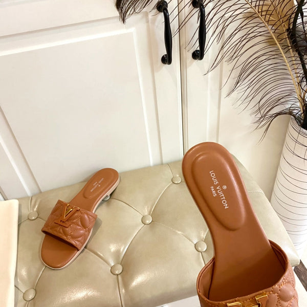 LV Neo Revival Flat Mule Brown Yellow Lambskin