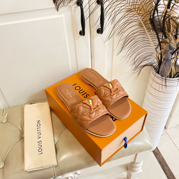 LV Neo Revival Flat Mule Brown Yellow Lambskin