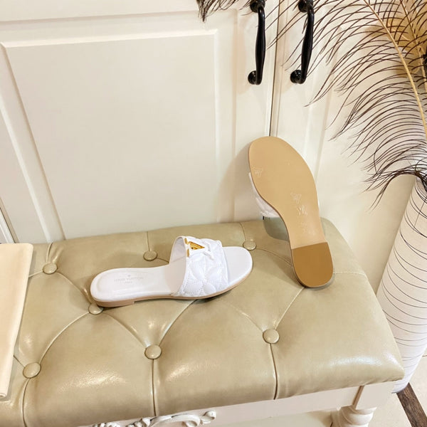 LV Neo Revival Flat Mule White Lambskin