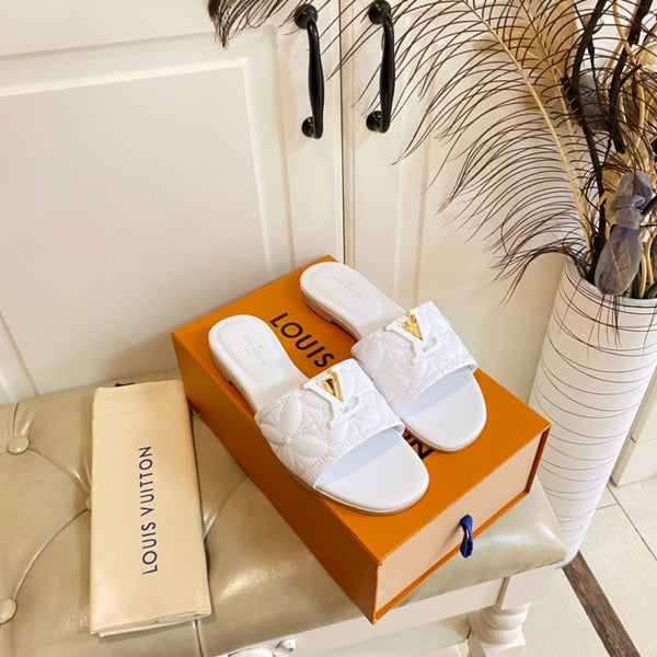 LV Neo Revival Flat Mule White Lambskin