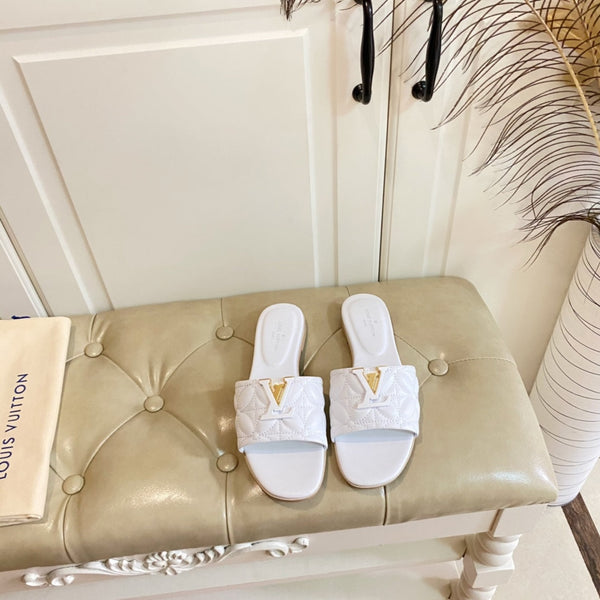LV Neo Revival Flat Mule White Lambskin