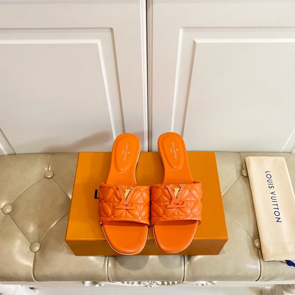 LV Neo Revival Flat Mule Orange Lambskin