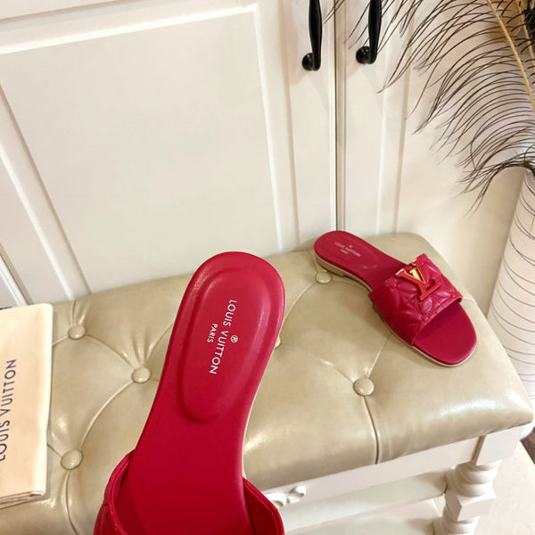 LV Neo Revival Flat Mule Red Pink Lambskin