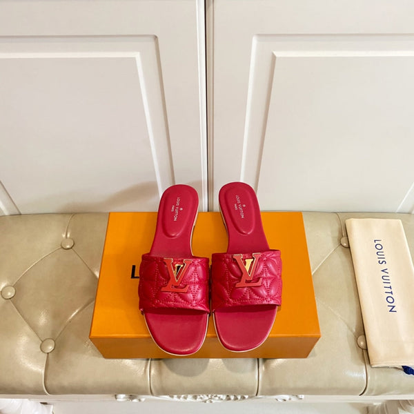 LV Neo Revival Flat Mule Red Pink Lambskin