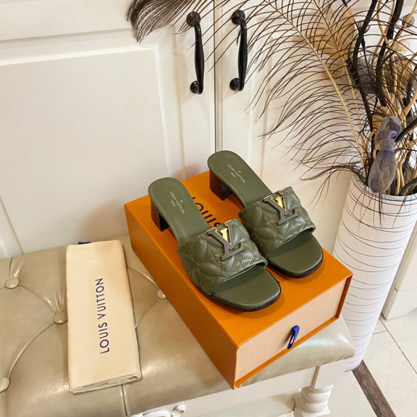 LV Neo Revival Mule 55mm Khaki Green Lambskin