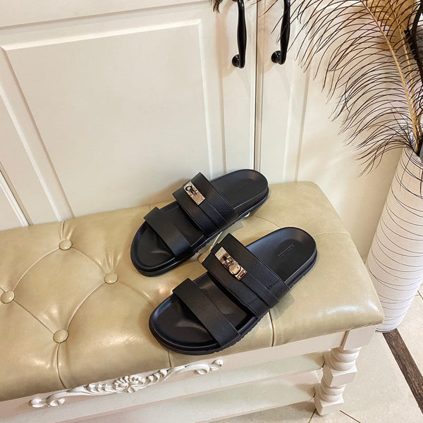 Sandalo HM Jackson in pelle di vacchetta nera 958022