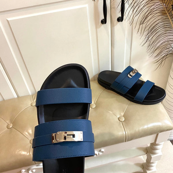 Sandalo HM Jackson in pelle di vacchetta blu scuro 958024