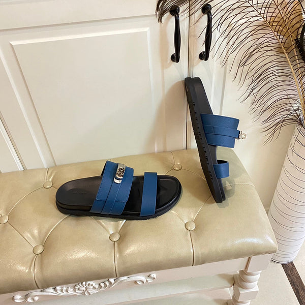 Sandalo HM Jackson in pelle di vacchetta blu scuro 958024