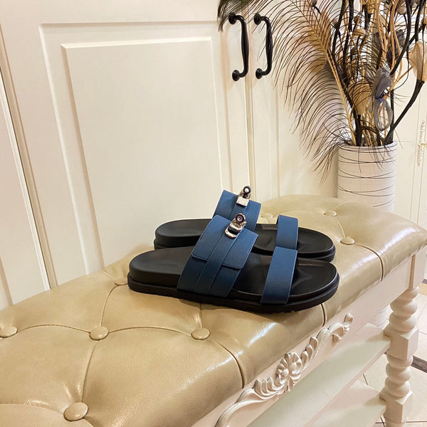 Sandalo HM Jackson in pelle di vacchetta blu scuro 958024