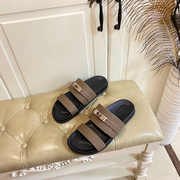 Sandalo HM Jackson in pelle di vacchetta marrone scuro 958026