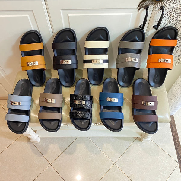 HM Jackson Sandal Brown Orange Cowhide 958030