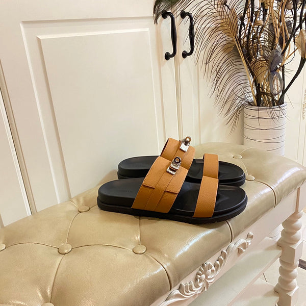 HM Jackson Sandal Brown Orange Cowhide 958030