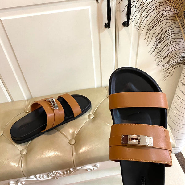 Sandalo HM Jackson in pelle di vitello marrone arancione 958041