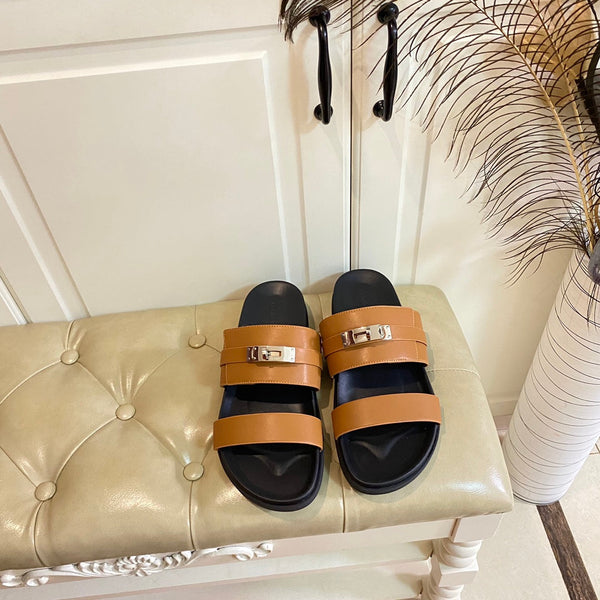 Sandalo HM Jackson in pelle di vitello marrone arancione 958041