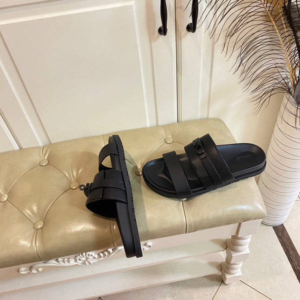 Sandalo HM Jackson in pelle di vitello nera 958043