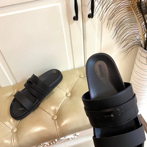 Sandalo HM Jackson in pelle di vitello nera 958043