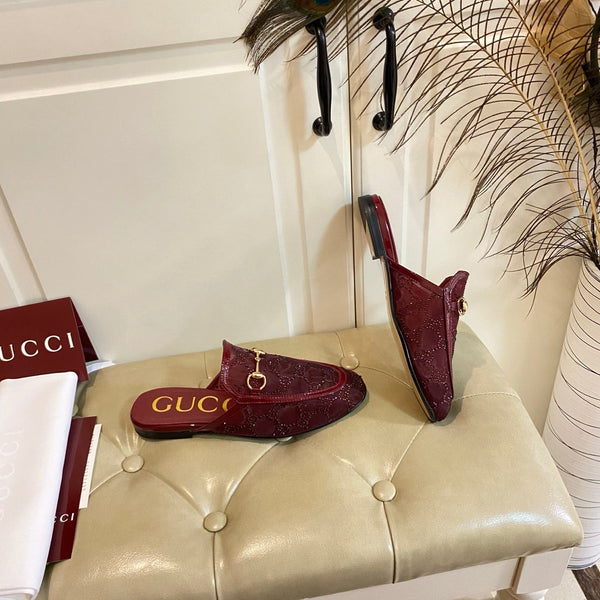 GG PrinceTown Mule Dark Red Mesh With Crystal