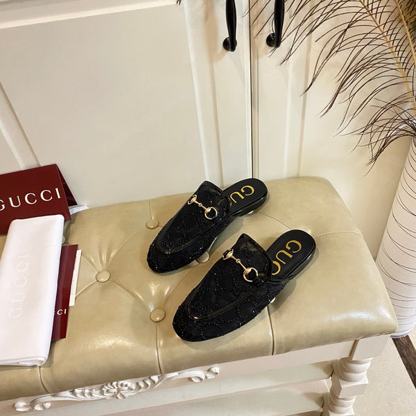 GG PrinceTown Mule Black Mesh With Crystal