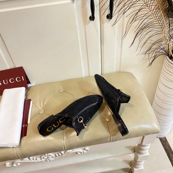 GG PrinceTown Mule Black Mesh With Crystal