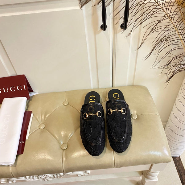 GG PrinceTown Mule Black Mesh With Crystal