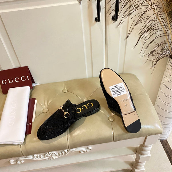 GG PrinceTown Mule Black Mesh With Crystal