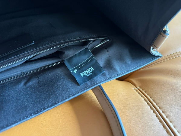 FENDI 38 BAG FF MONOGRAM FF CAMEL BROWN CALFSKIN WITH STRAP