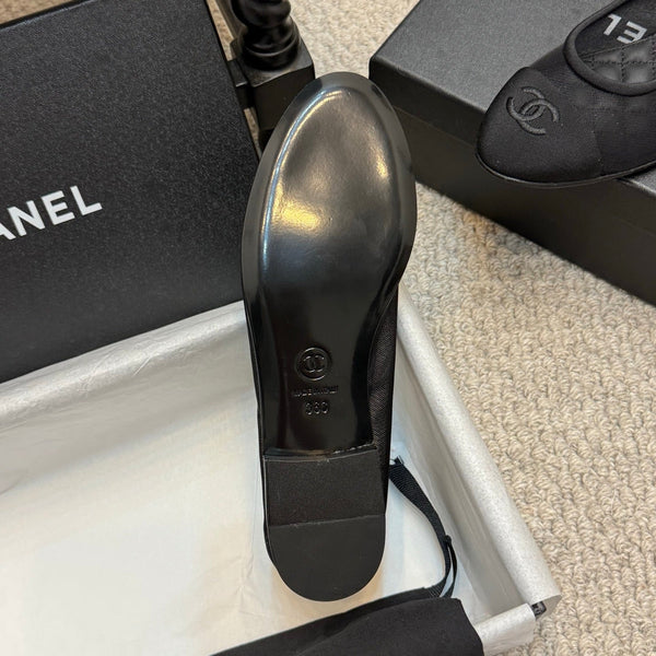 CC 25p Ballerina in tessuto a rete nero grosgrain