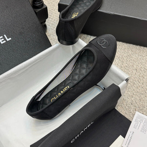 CC 25p Ballerina in tessuto a rete nero grosgrain