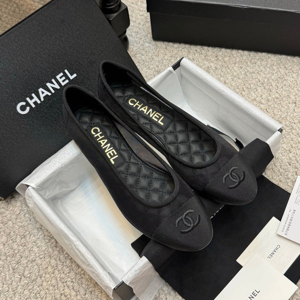 CC 25p Ballerina in tessuto a rete nero grosgrain