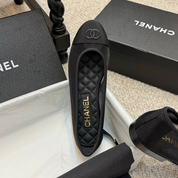 CC 25p Ballerina in tessuto a rete nero grosgrain