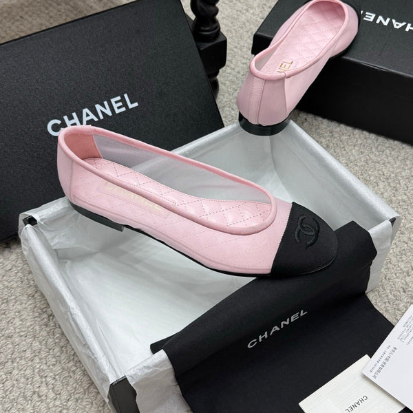 CC 25p Ballerina in tessuto a rete rosa grosgrain