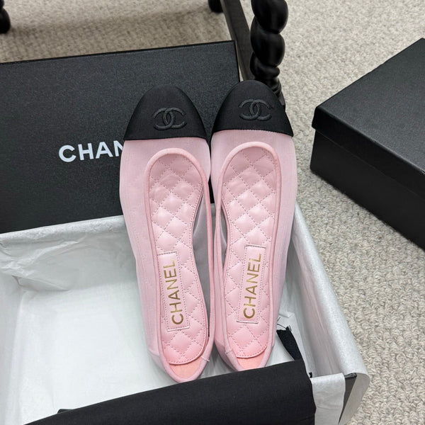 CC 25p Ballerina in tessuto a rete rosa grosgrain