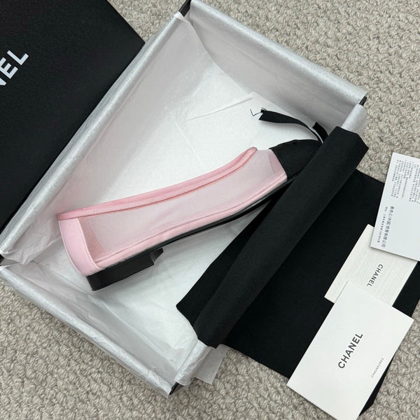 CC 25p Ballerina in tessuto a rete rosa grosgrain