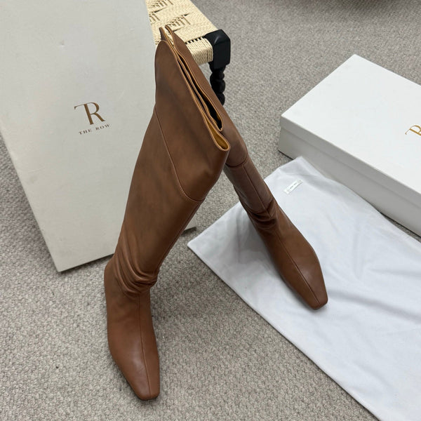 The Row Slouch Over-The-Knee Boots 35mm Brown Calfskin 429129