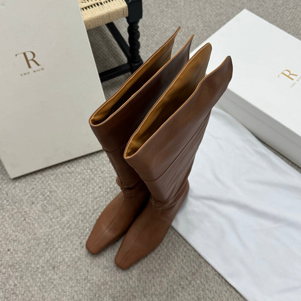 The Row Slouch Over-The-Knee Boots 35mm Brown Calfskin 429129